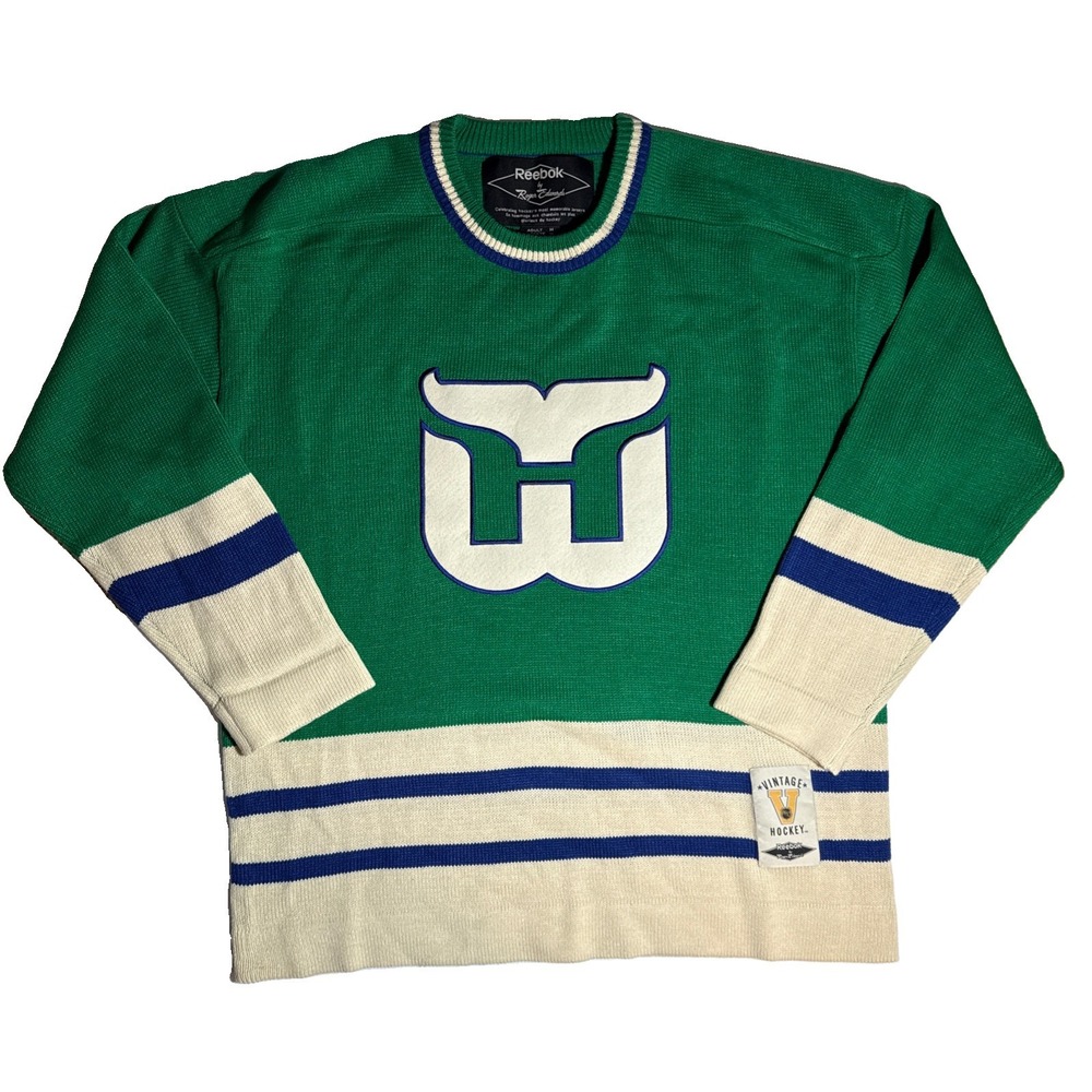 Hartford Whalers NHL Heritage Reebok By Roger Edwards Sweater Jersey Size M